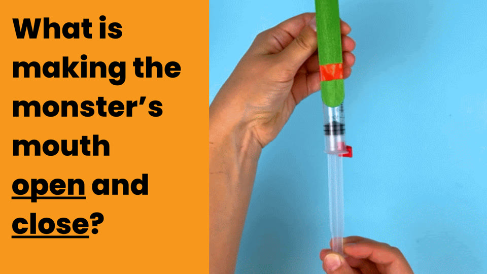 Learner slide: what is making the monster's mouth open and close?