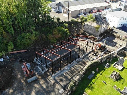 St Cedmas Church Hall (aerial construction phase)