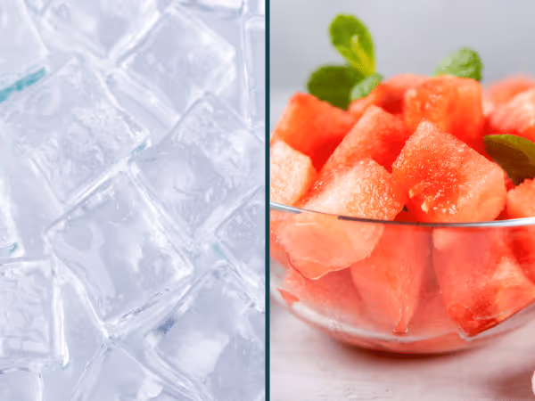 Ice cubes and watermelon, hydrating treats for dogs and cats, something to consider among pet summer tips