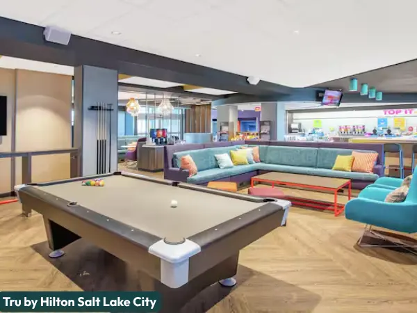 One of the common areas in Tru by Hilton Salt Lake City Midvale, one of the dog-friendly hotels in the area