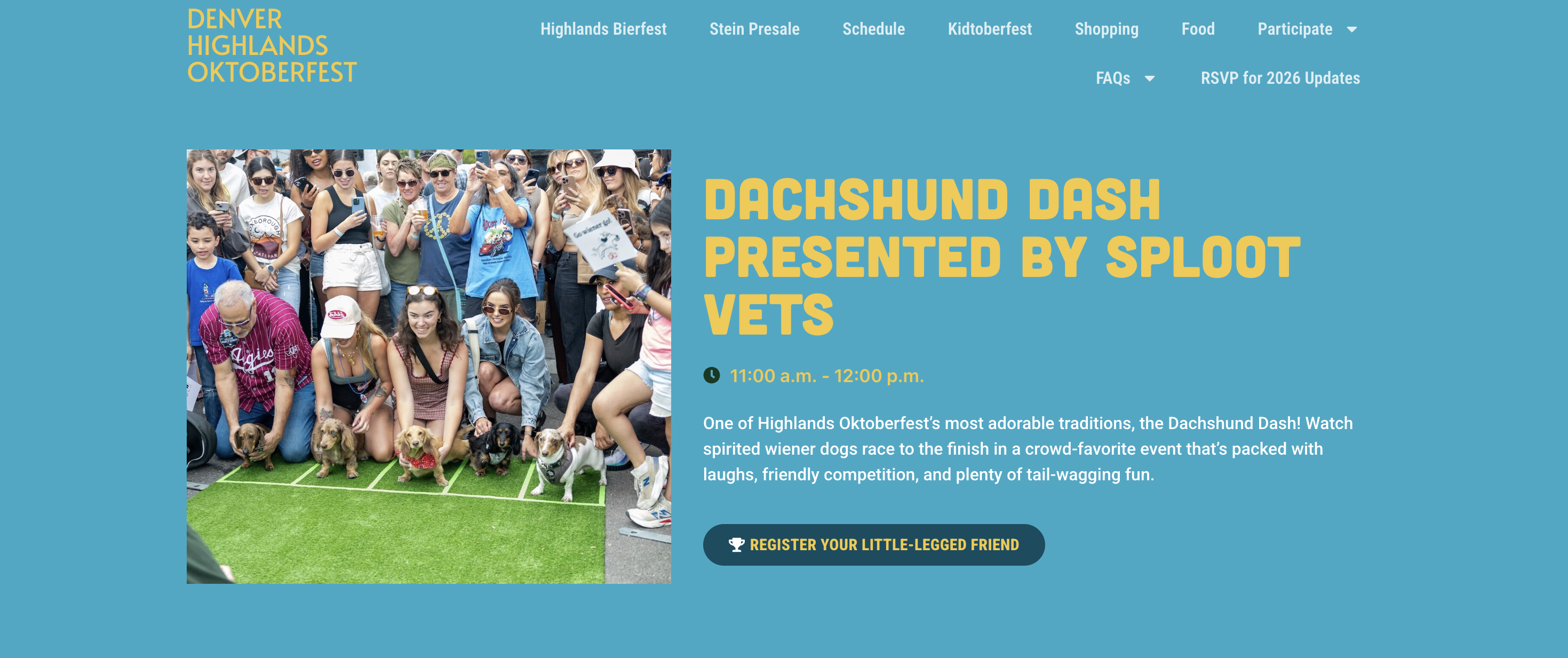 Celebrate Highlands Oktoberfest 2026 with Sploot—dachshund race, giveaways, pup-cups & swag! Sept 12th, Denver.