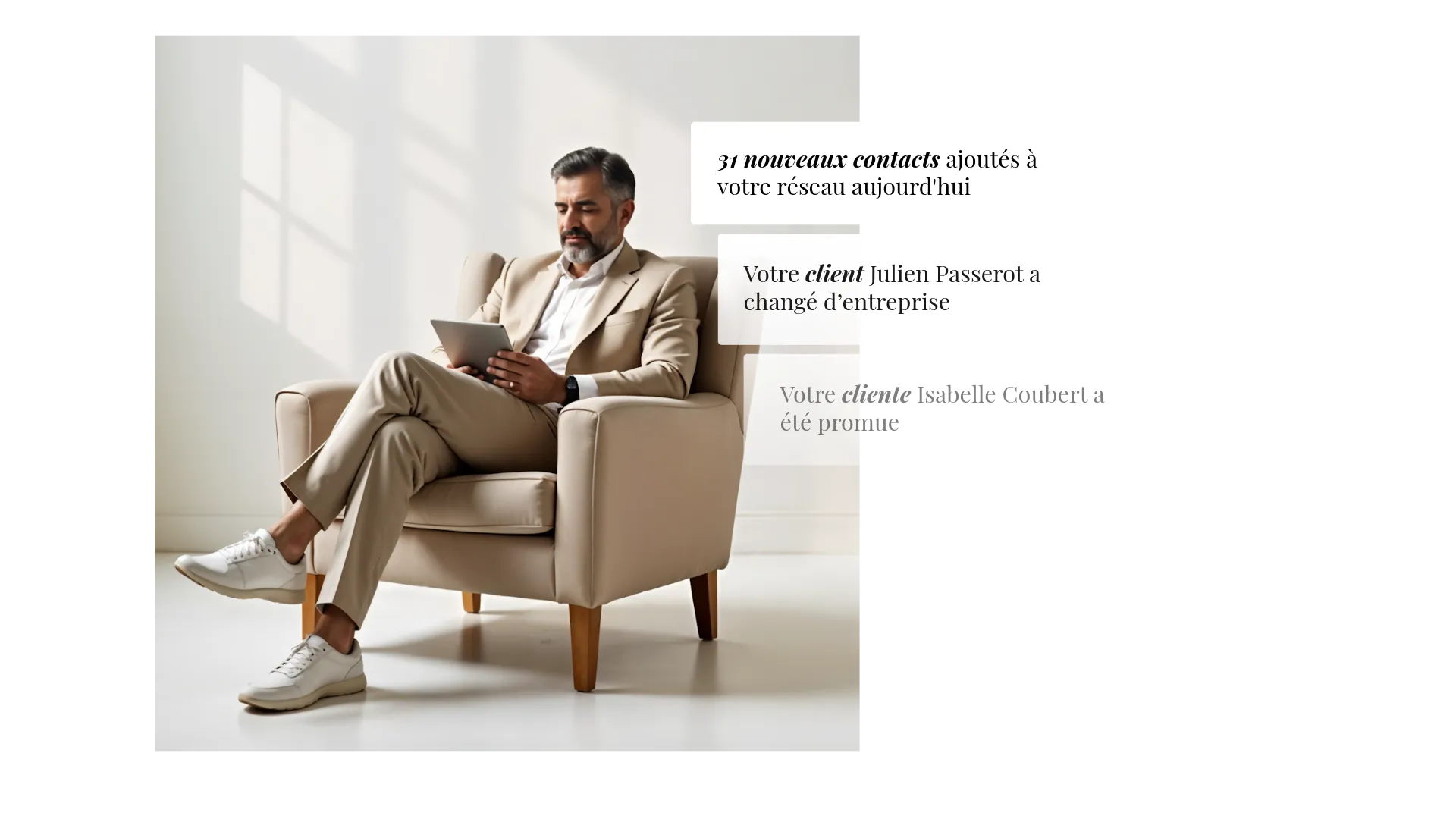 Un avocat reçois des notification du CRM Anaba depuis sa tablette