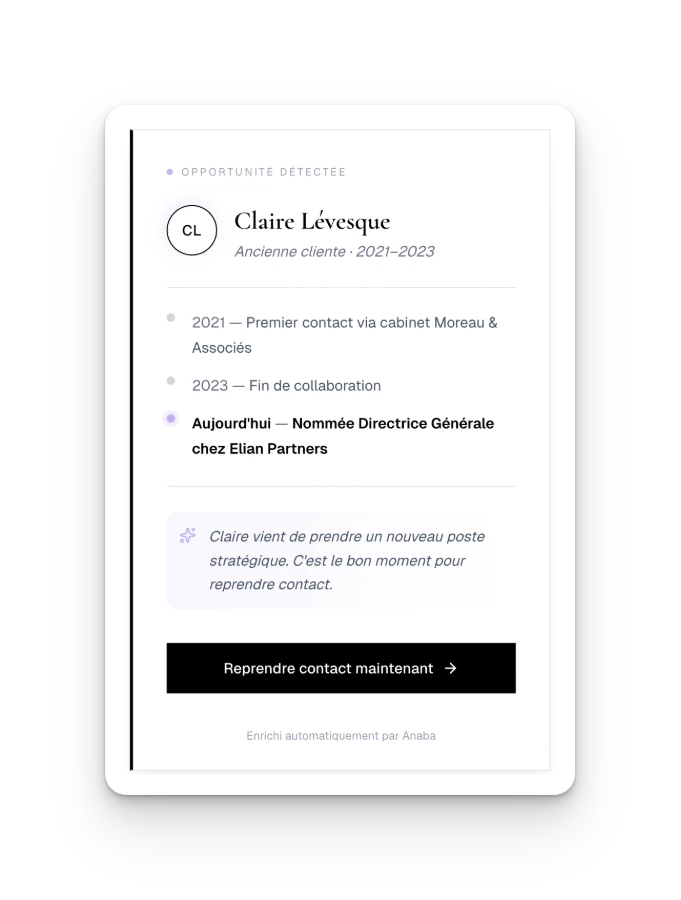Gestionnaire de contact automatique