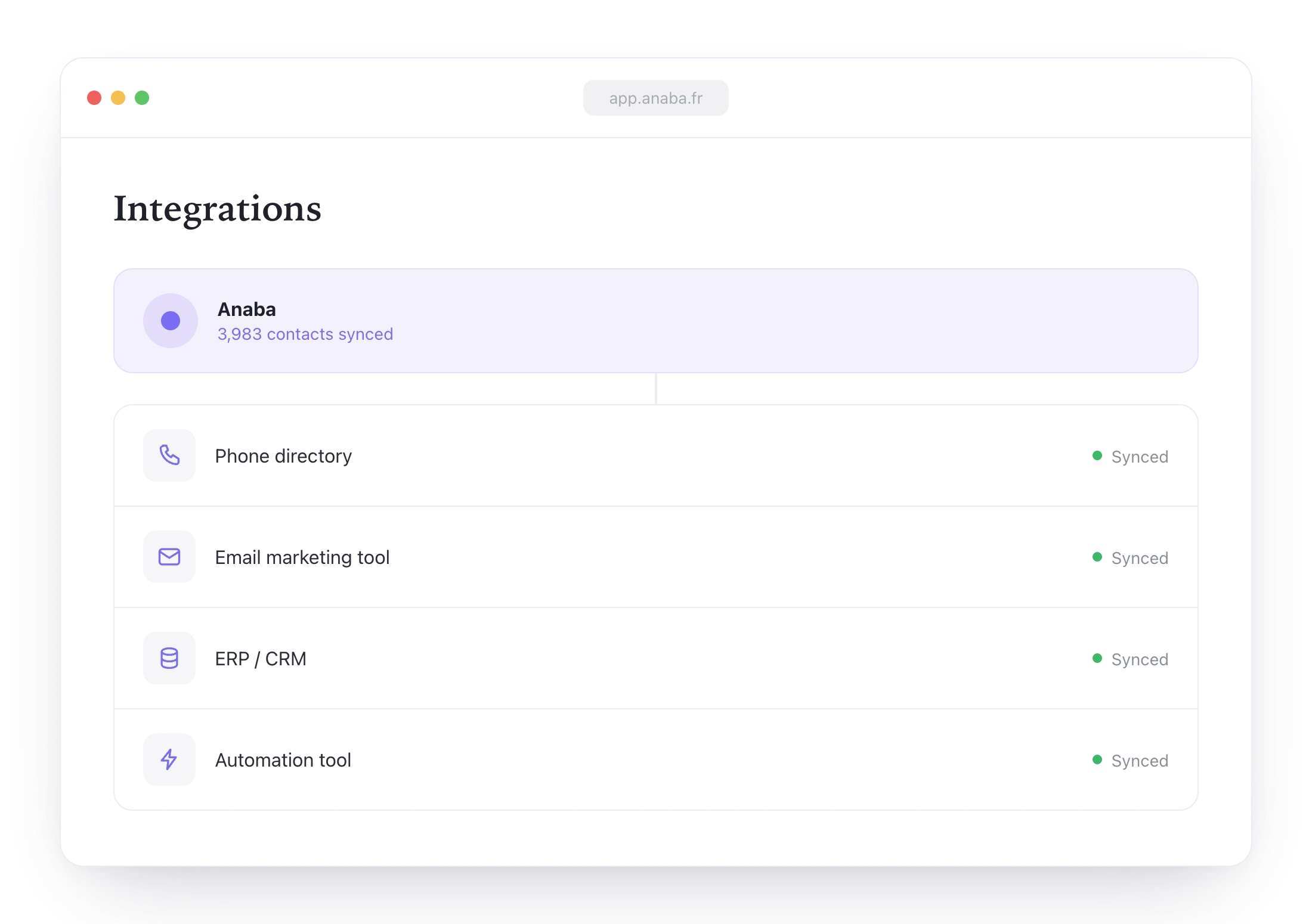 Anaba is a smart address book