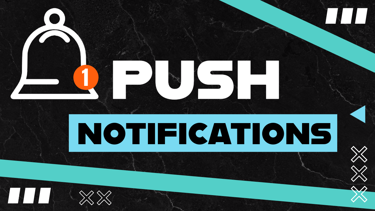 A thumbnail for a webpage announcing a product update. The update adds push notifications and the thumbnail shows a notification bell and icon