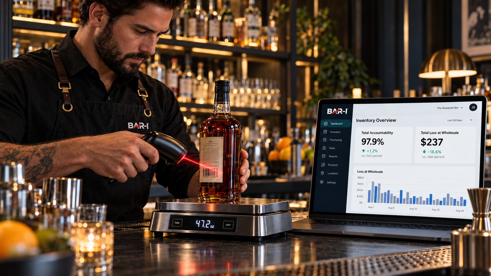 Bar-i smart scale and dashboard workflow