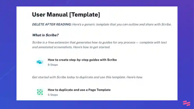 User manual templats