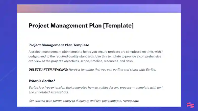 Project Management Plan Template