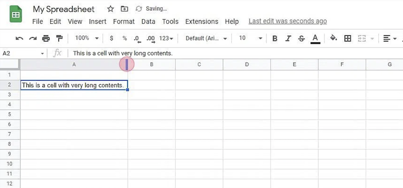 drag the column header to resize the column