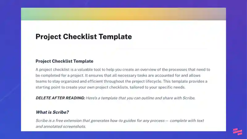 Project checklist template