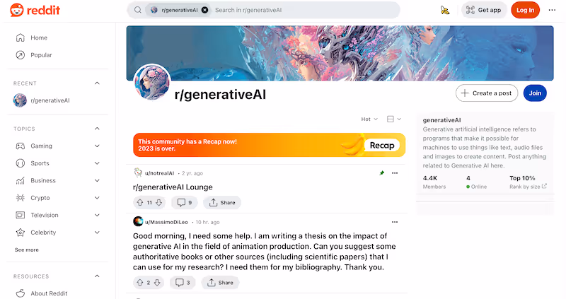 Reddit: Generative AI examples