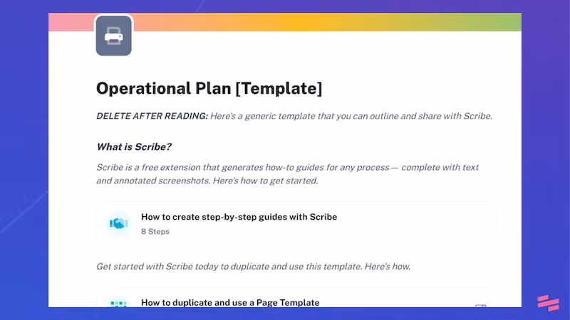 Free operational plan template