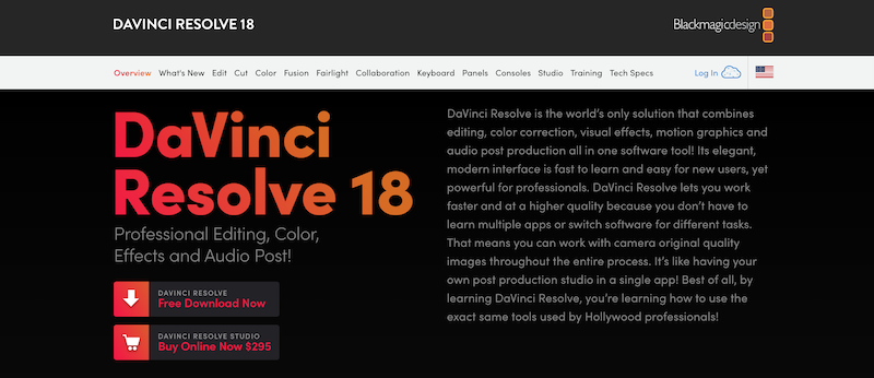 DaVinci Resolve free training video software