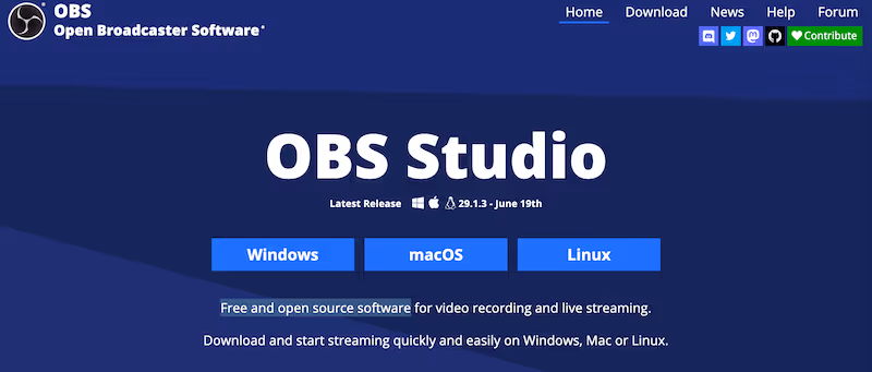 OBS Studio free training video software