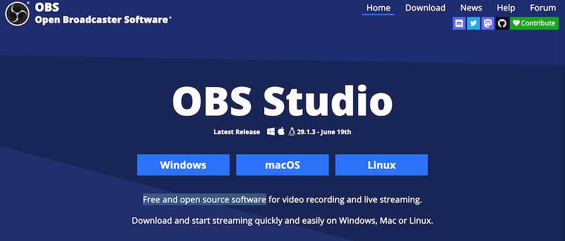 OBS Studio free training video software