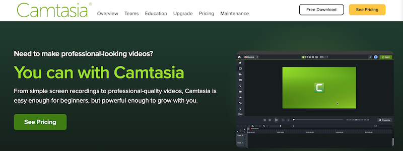 Camtasia free training video software