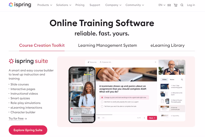 iSpring free training video software
