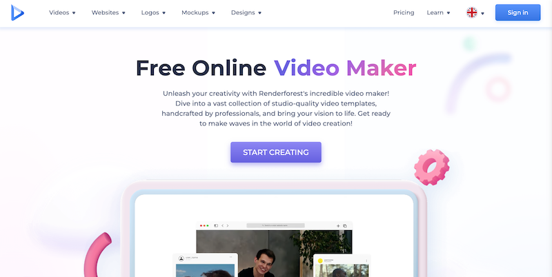 Renderforest free training video software