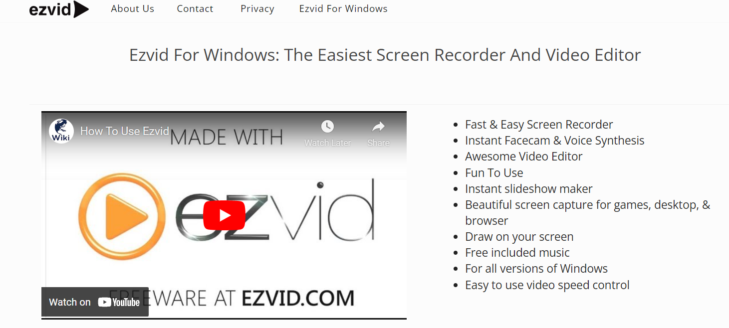 Ezvid  free training video software