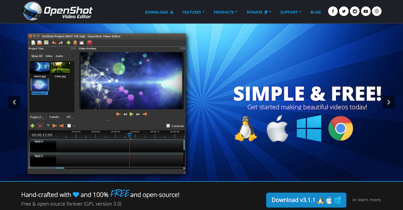 OpenShot free training video software