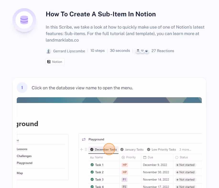 Scribe How To Create A Sub-Item In Notion: UserGuiding alternatives