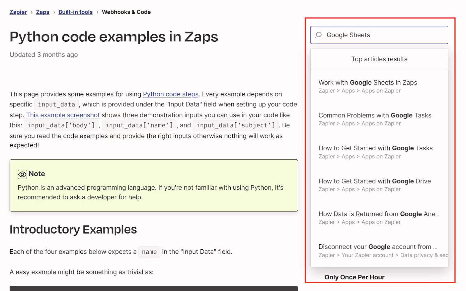 Zapier Python Code examples - Help Center Examples