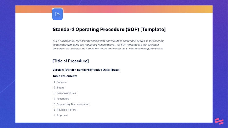 Free Standard Operating Procedure (SOP) template