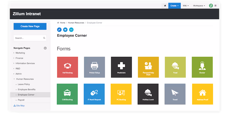 Zoho Wiki Free Knowledge Base Software