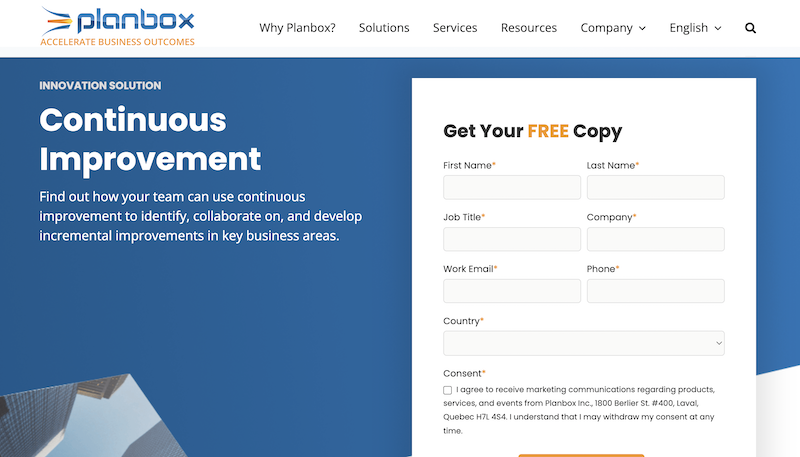 Planbox: continuous improvement software