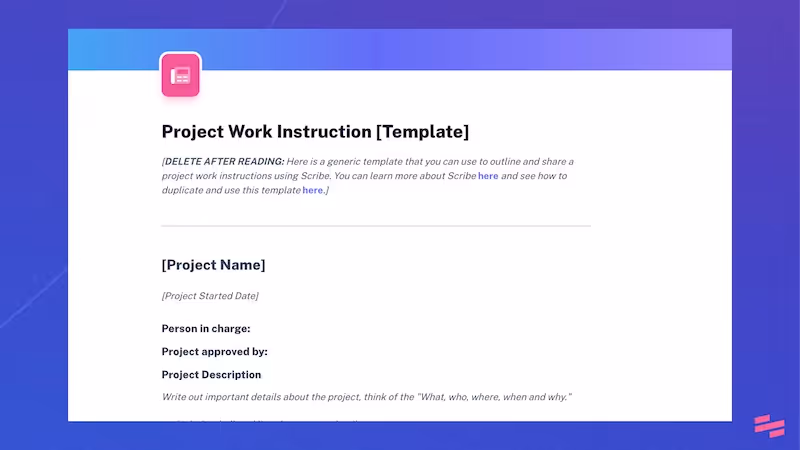 Project work instructions template