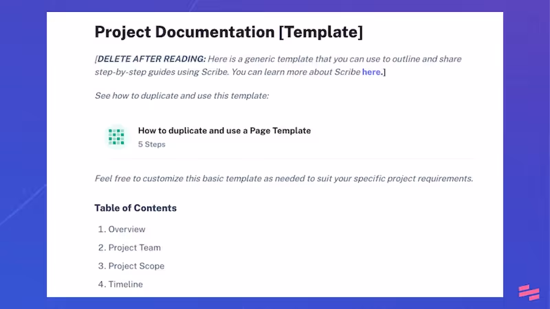 Project documentation template