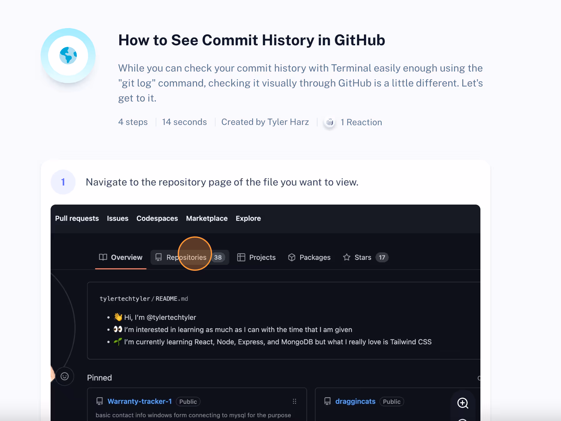 Step-by-step guide on how to see commit history in Github