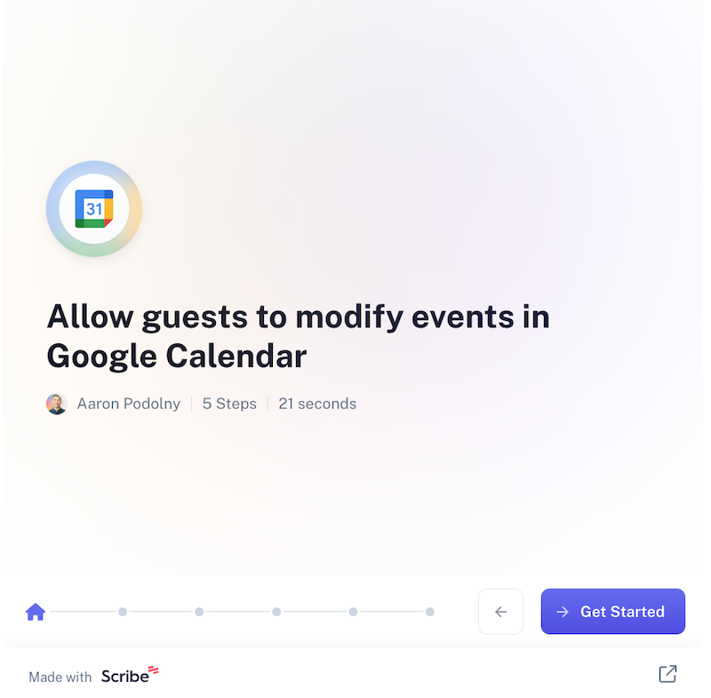 Allow guests to modify events in Google Calendar