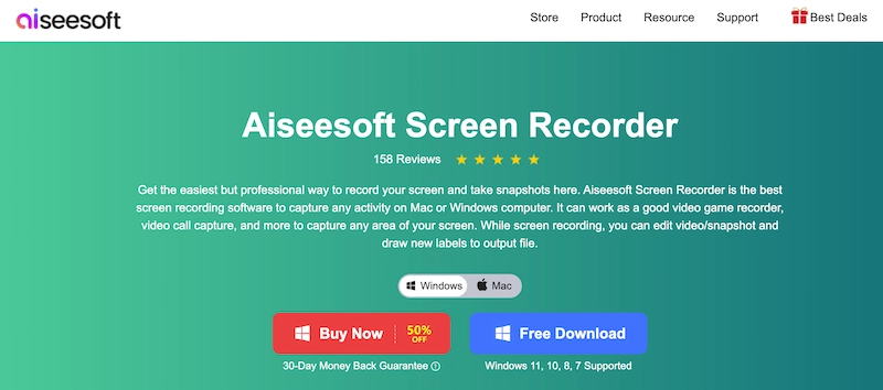 Aiseesoft Screen Recorder screenshot tool software for Windows