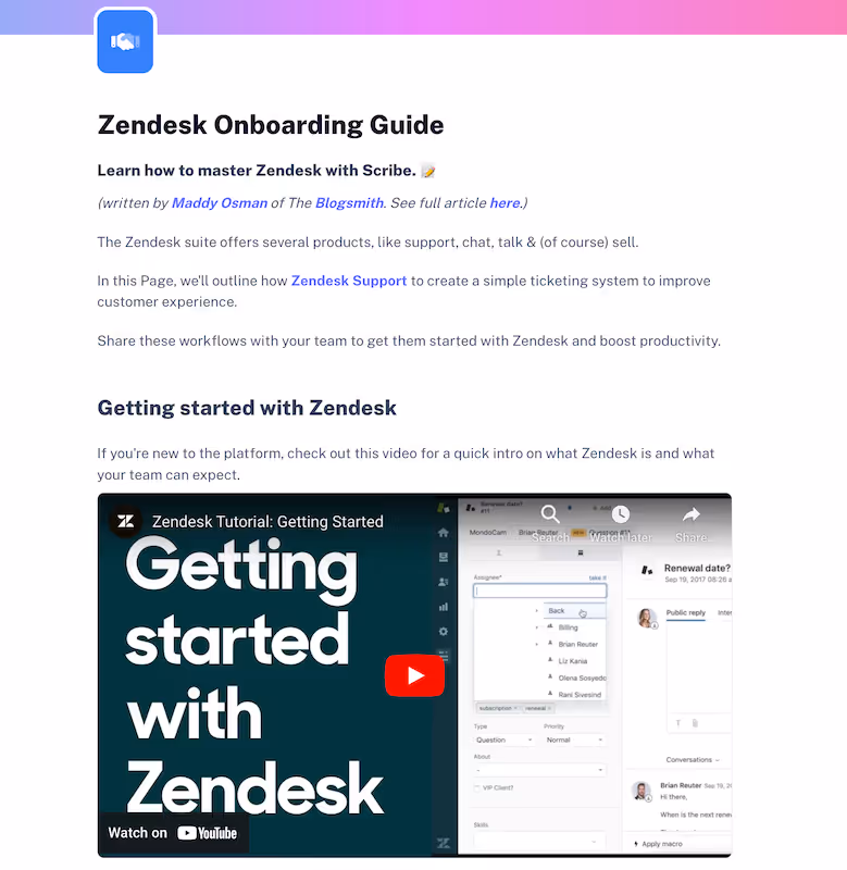 Scribe Zendesk Onboarding Guide - Screenshot tool/software windows