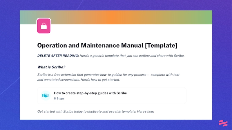 Free Operation Maintenance and Manual Template