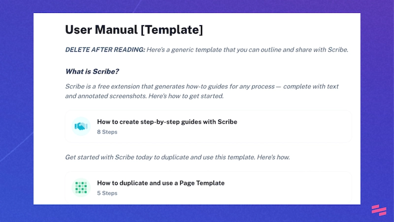 Free user manual template