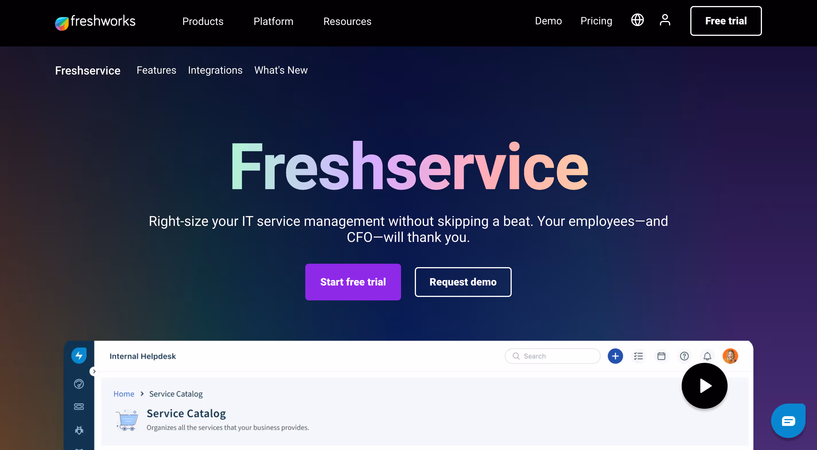 Freshservice home page — MSP asset management tool