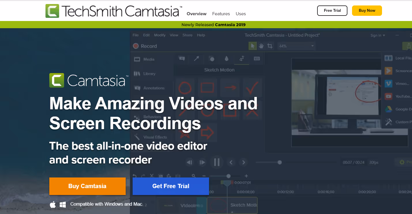 Camtasia all-in-one video editor and screen recorder - free screenshot software