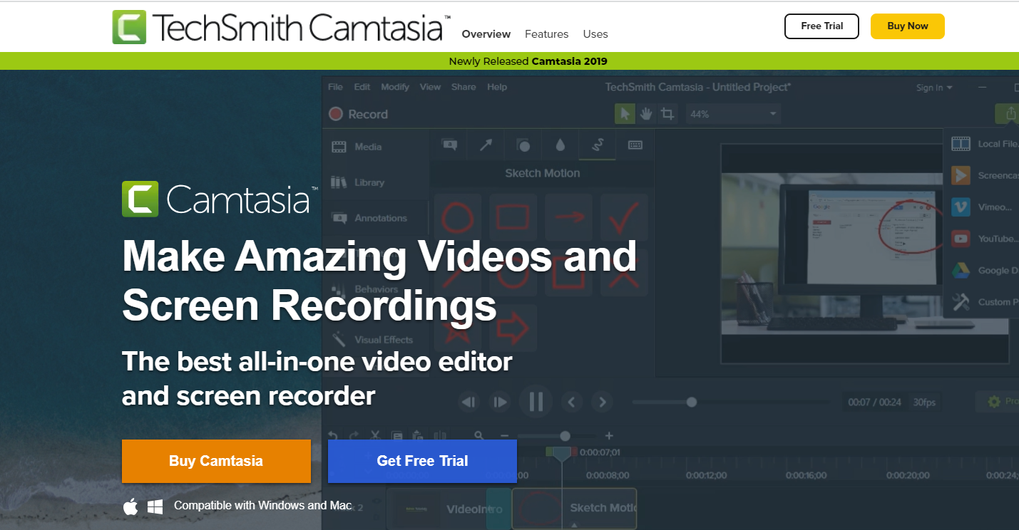 Camtasia all-in-one video editor and screen recorder - free screenshot software