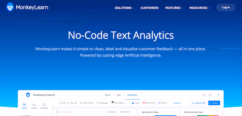 MonkeyLearn - no-code AI tools