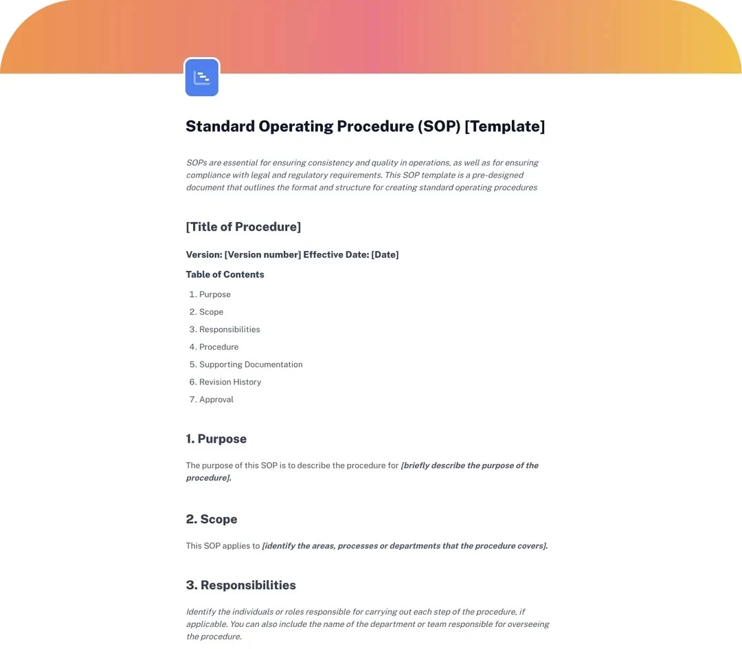 SOP template made with Scribe