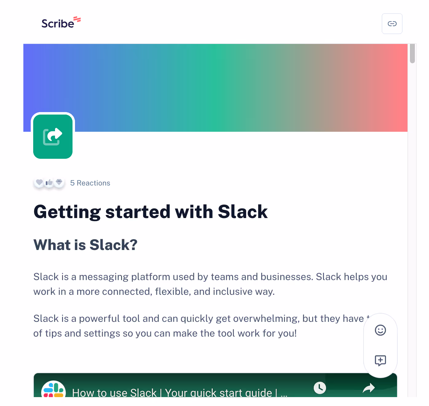 Scribe on getting started with Slack - Process implementation steps