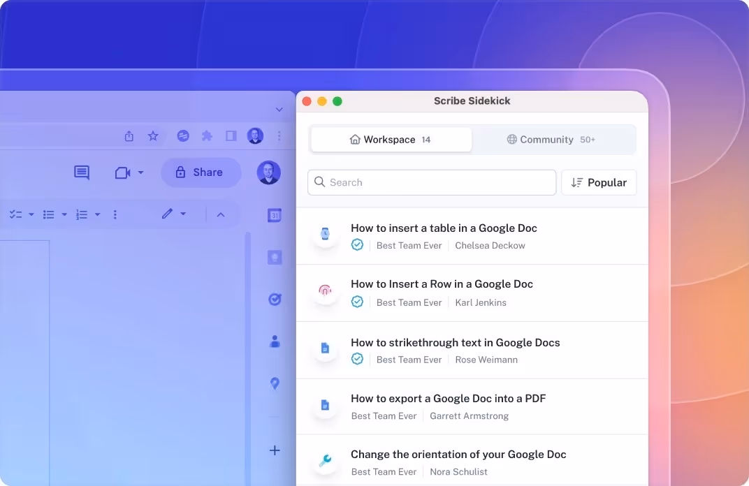 Scribe Sidekick opens side-by-side in any tool: ChatGPT SOP generator