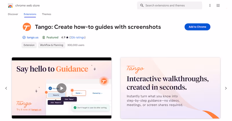 Tango - training manual chrome extension