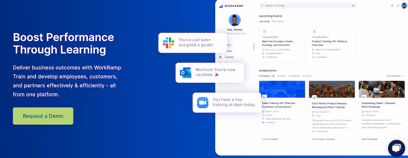 WorkRamp home page: employee training chrome extension