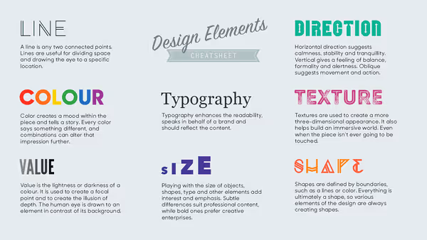 Examples of visual design elements.