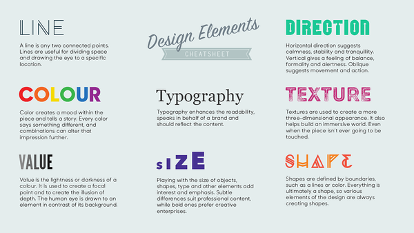 Examples of visual design elements.