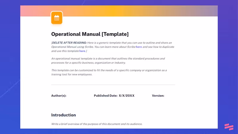 Free operation manual template