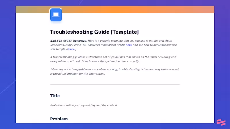 Free Troubleshooting guide template